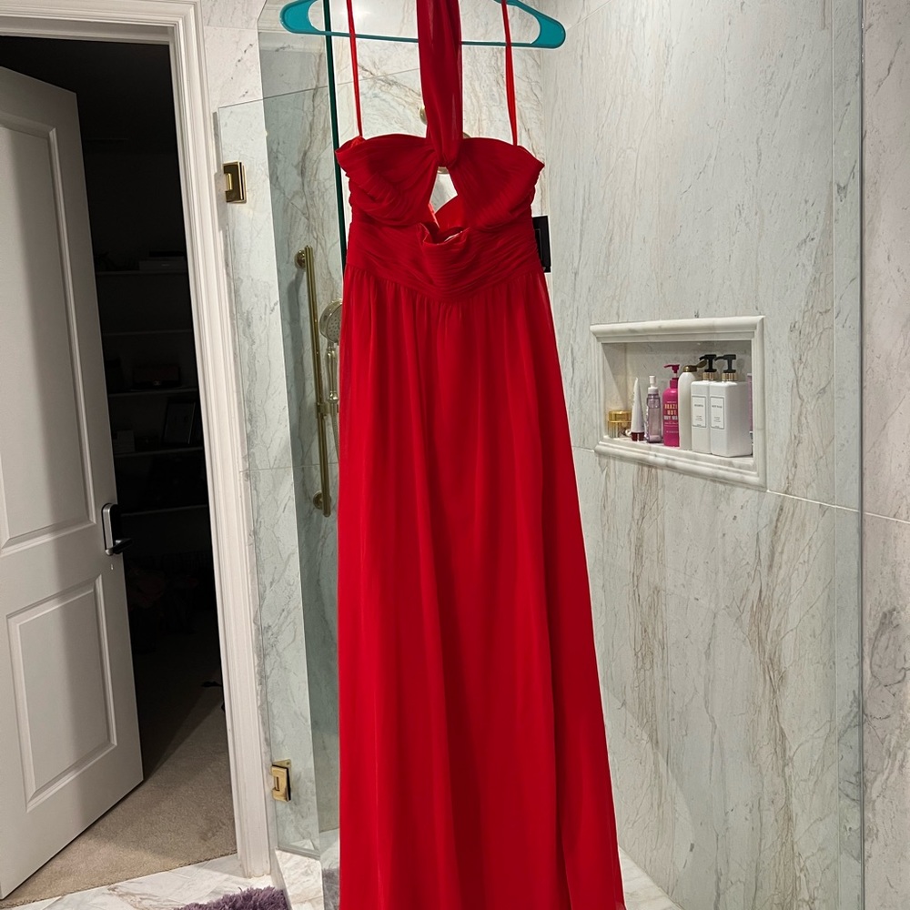 Mac Duggal Ruched Halter Neck Dress